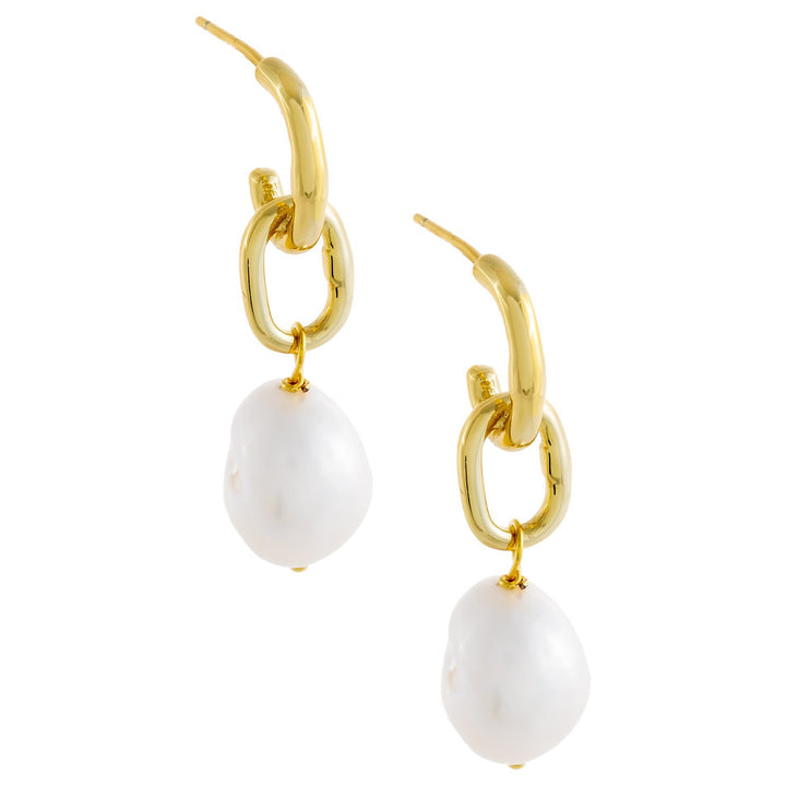 Pearl White Drop Link X Pearl Stud Earring - Adina Eden's Jewels