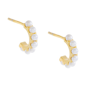 Pearl White Tiny Pearl Hoop Earring - Adina Eden's Jewels