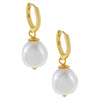 Pearl White White Pearl Huggie Earring - Adina Eden's Jewels