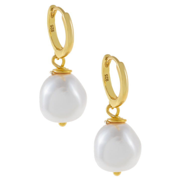 Pearl White White Pearl Huggie Earring - Adina Eden's Jewels