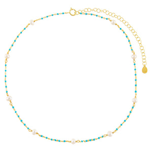  Pearl X Enamel Beads Choker - Adina Eden's Jewels