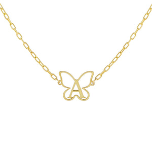 Gold / U Open Butterfly Initial Necklace - Adina Eden's Jewels