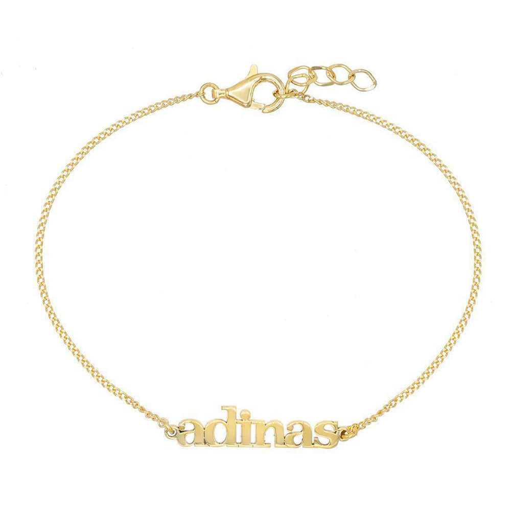 Gold Mini Lowercase Nameplate Bracelet - Adina Eden's Jewels