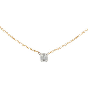 14K Gold Floating Emerald Cut Diamond Necklace 18K - Adina Eden's Jewels