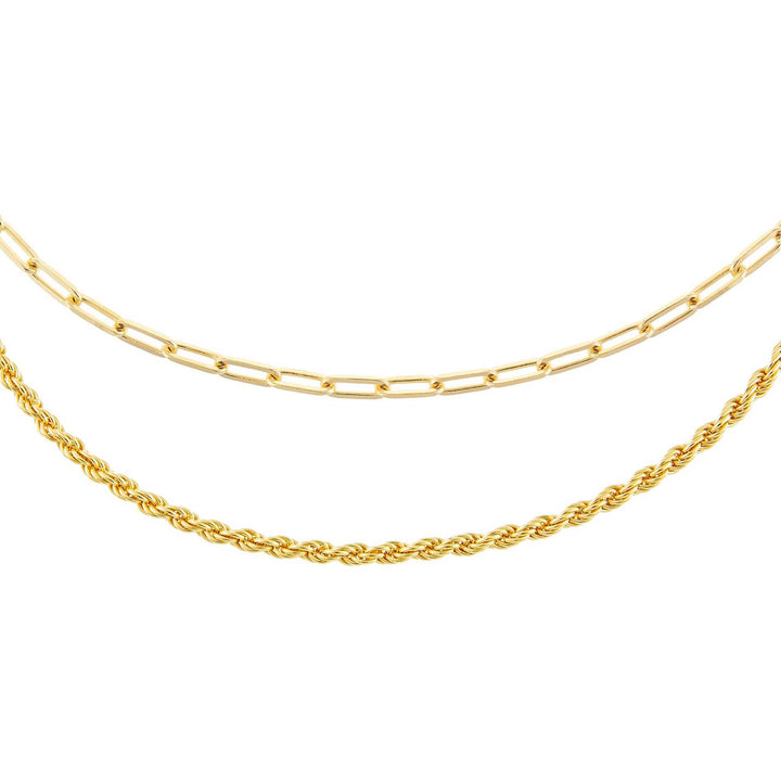 Gold Oval Link X Rope Chain Necklace Combo Set - Adina Eden's Jewels