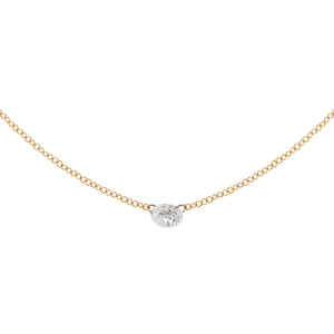 14K Gold Floating Round Diamond Necklace 18K - Adina Eden's Jewels