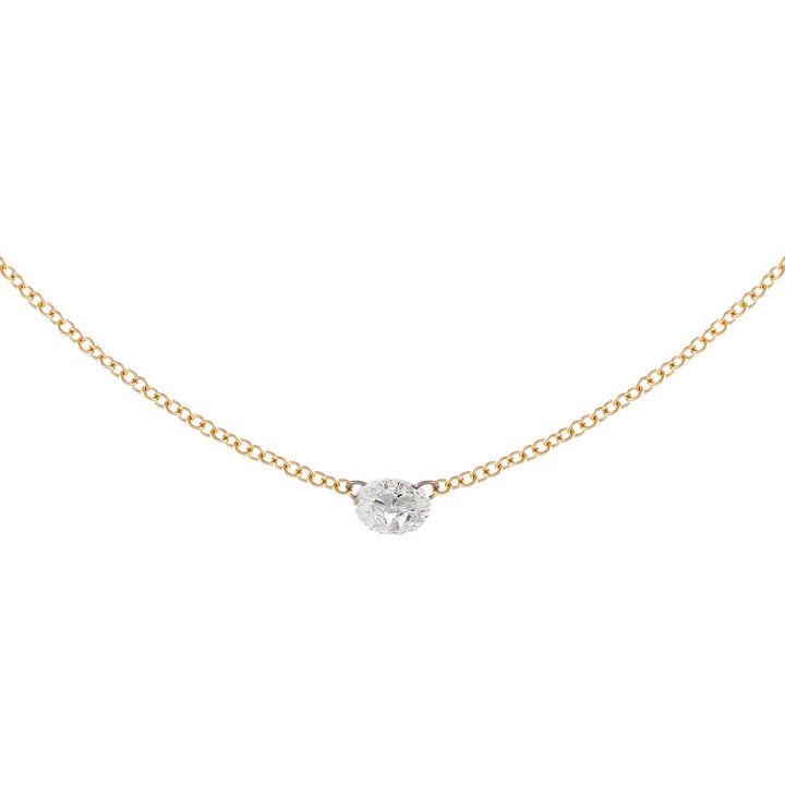14K Gold Floating Round Diamond Necklace 18K - Adina Eden's Jewels