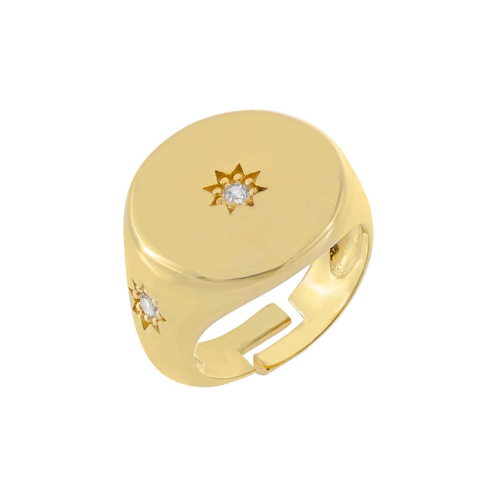 Gold CZ Starburst Pinky Ring - Adina Eden's Jewels