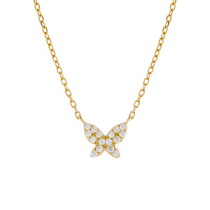 Gold CZ Dainty Butterfly Necklace - Adina Eden's Jewels