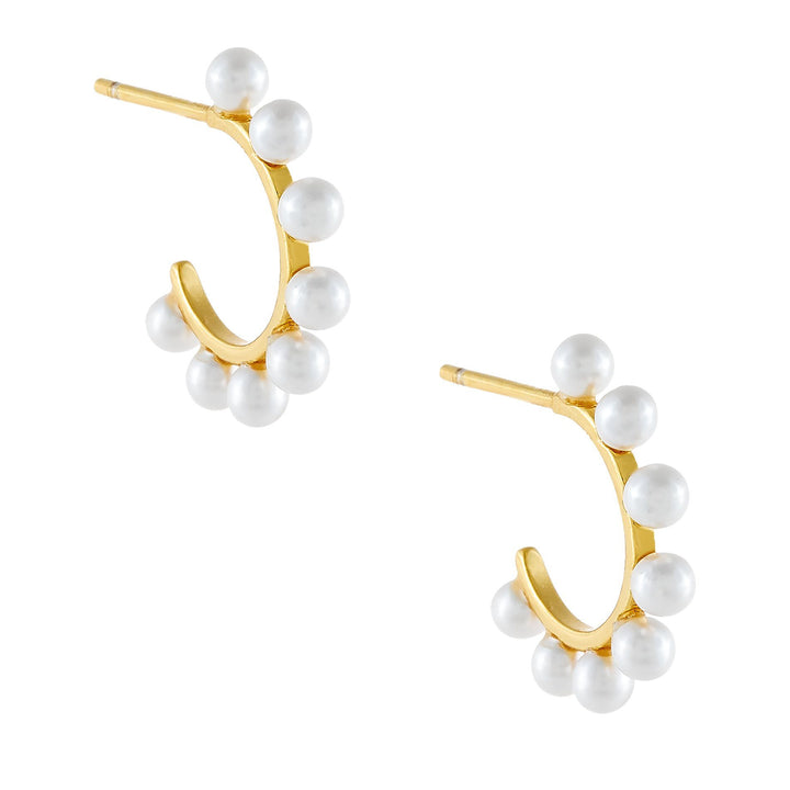 Pearl White Pearl Hoop Stud Earring - Adina Eden's Jewels