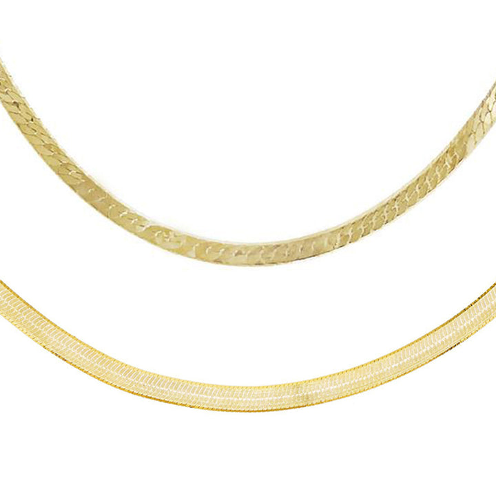 Gold Snake X Herringbone Chain Necklace Combo Set - Adina Eden's Jewels