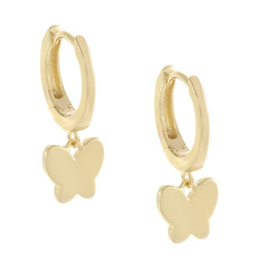 Gold Solid Butterfly Huggie Earring - Adina Eden's Jewels