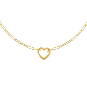 Gold Open Heart Link Necklace - Adina Eden's Jewels