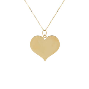 14K Gold Solid Large Heart Necklace 14K - Adina Eden's Jewels
