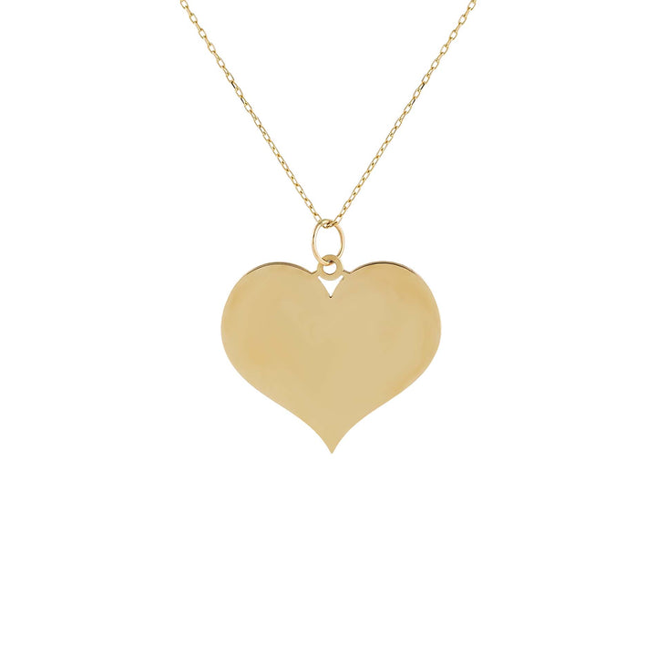 14K Gold Solid Large Heart Necklace 14K - Adina Eden's Jewels
