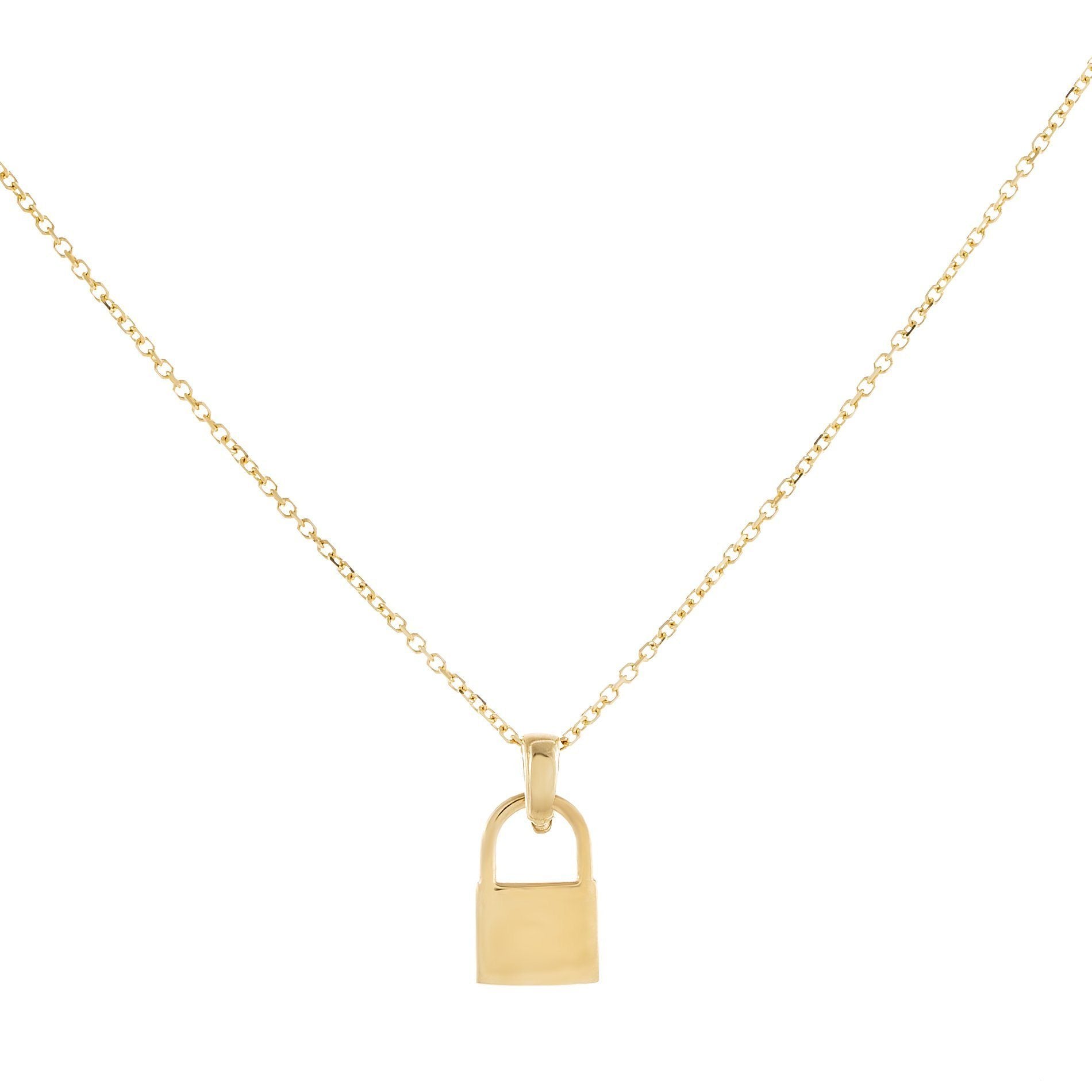 Engraved Necklace with Lock Pendant