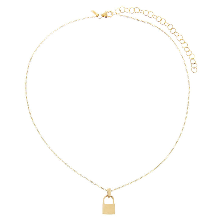  Engraved Solid Lock Necklace 14K - Adina Eden's Jewels