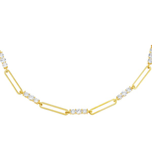 Gold CZ Oval Link Choker - Adina Eden's Jewels