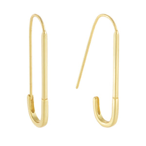 Gold Large Solid Safety Pin Earring - Adina Eden's Jewels
