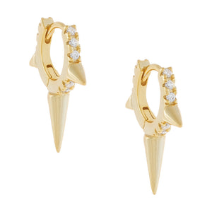 Gold CZ Triple Spike Huggie Earring - Adina Eden's Jewels