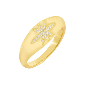 Gold / 6 CZ Starburst Dome Ring - Adina Eden's Jewels