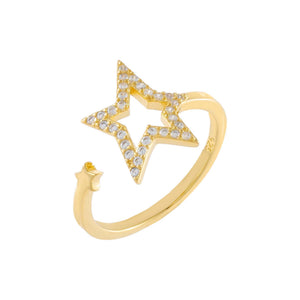 Gold Pavé Open Star Wrap Ring - Adina Eden's Jewels