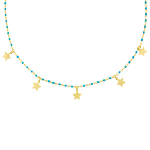 Turquoise Enamel Star Choker - Adina Eden's Jewels