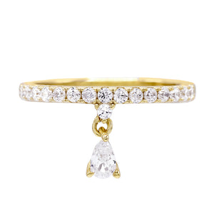 Gold / 9 Teardrop Dangle Ring - Adina Eden's Jewels