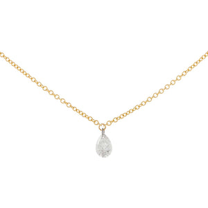 14K Gold Floating Teardrop Diamond Necklace 18K - Adina Eden's Jewels
