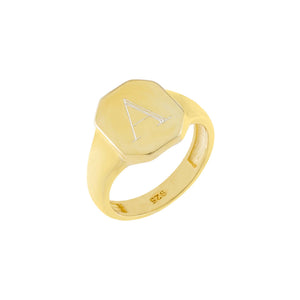 Gold / 4 Engraved Rectangle Pinky Ring - Adina Eden's Jewels