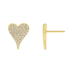 Gold Pavé Medium Heart Stud Earring - Adina Eden's Jewels