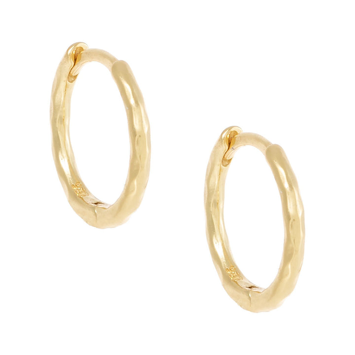 Gold Thin Hammered Huggie Earring - Adina Eden's Jewels
