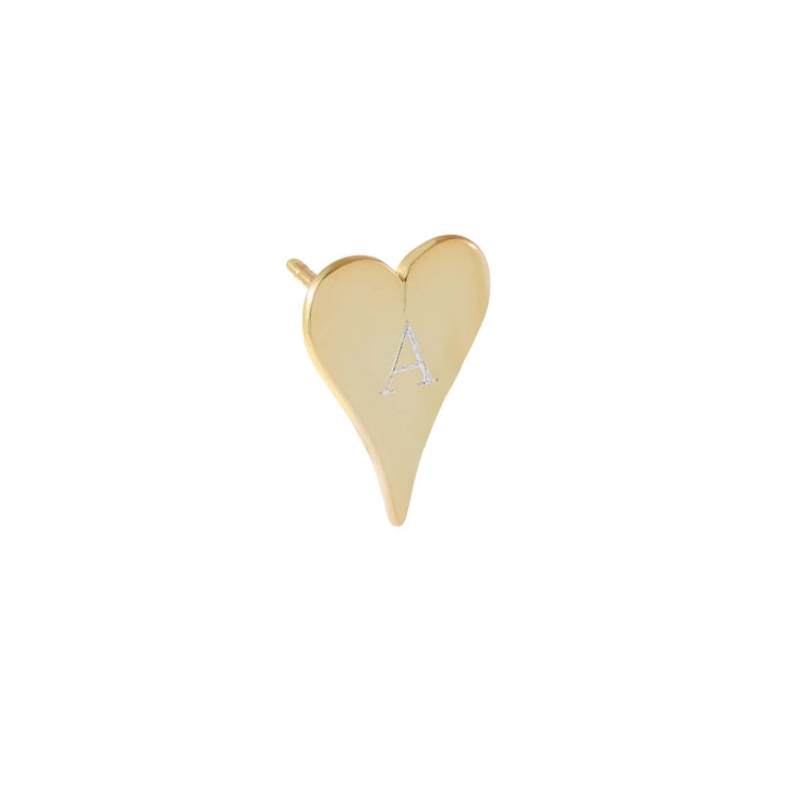 Gold / Single Engraved Heart Stud Earring - Adina Eden's Jewels