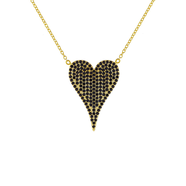 Onyx Pavé Large Onyx Heart Necklace - Adina Eden's Jewels