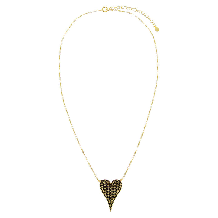  Pavé Large Onyx Heart Necklace - Adina Eden's Jewels