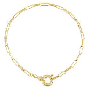 Gold Toggle Oval Link Anklet - Adina Eden's Jewels