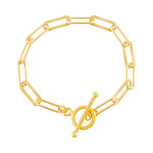 Gold Ridged X Solid Link Toggle Bracelet - Adina Eden's Jewels