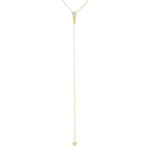 Gold Bezel X CZ Star Lariat - Adina Eden's Jewels