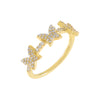 Gold / 8 Pavé Triple Butterfly Ring - Adina Eden's Jewels