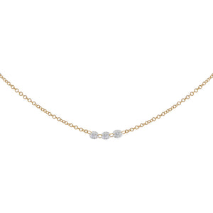 14K Gold Floating Triple Diamond Necklace 14K - Adina Eden's Jewels