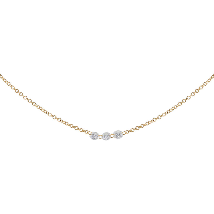 14K Gold Floating Triple Diamond Necklace 14K - Adina Eden's Jewels
