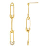 Gold Pavé X Solid Safety Pin Drop Stud Earring - Adina Eden's Jewels
