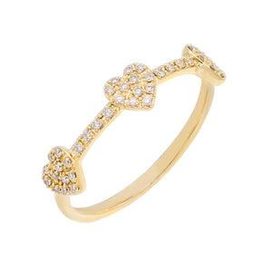 14K Gold / 6 Diamond Hearts Ring 14K - Adina Eden's Jewels