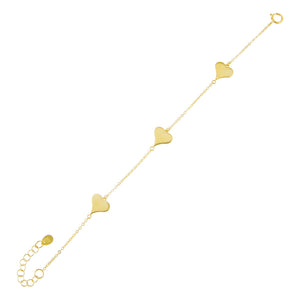 Gold Triple Heart Bracelet - Adina Eden's Jewels