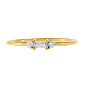 Gold / 6 CZ Baguette Dainty Ring - Adina Eden's Jewels