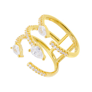 Gold / 9 Triple Row Teardrop Ring - Adina Eden's Jewels
