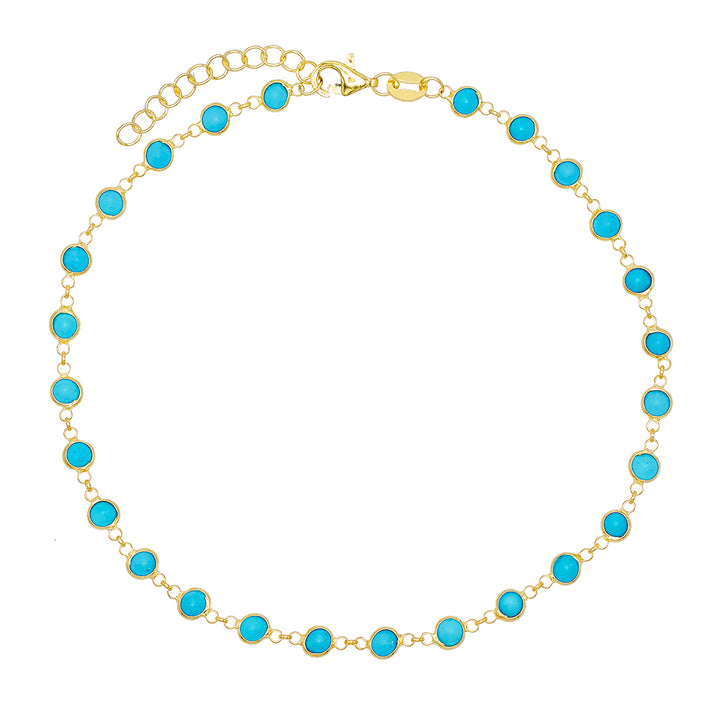 Turquoise Turquoise Bezel Anklet - Adina Eden's Jewels