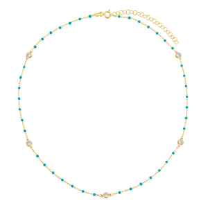  Bezel X Enamel Beaded Anklet - Adina Eden's Jewels