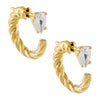 Gold CZ Teardrop Rope Hoop Earring - Adina Eden's Jewels
