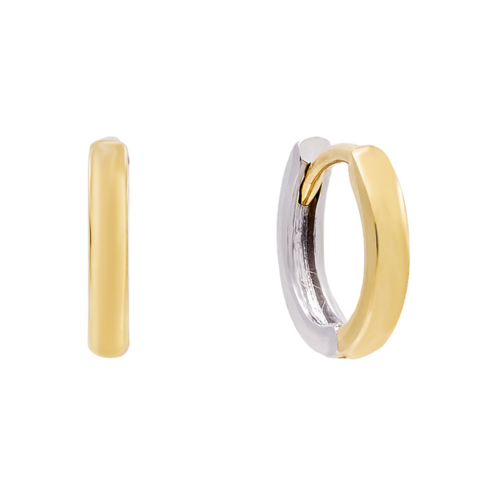 14K Gold Two Tone Huggie Earring 14K - Adina Eden's Jewels